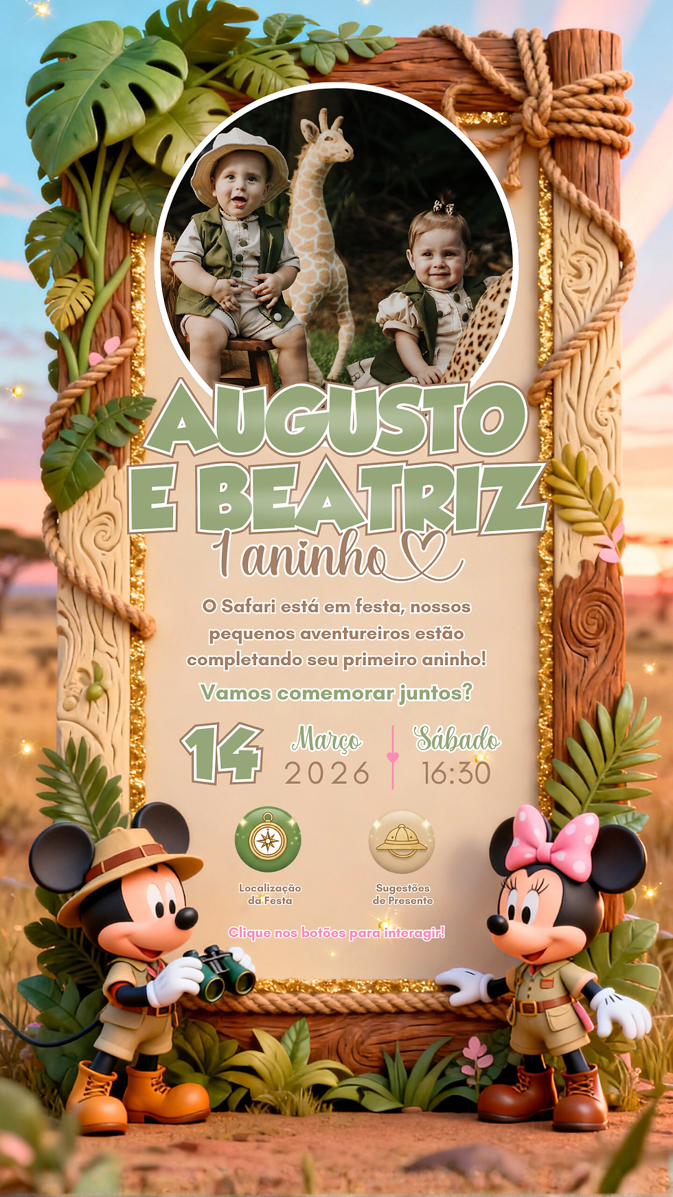Miniatura: Convite Cinemágico Interativo - Safari do Mickey e Minnie