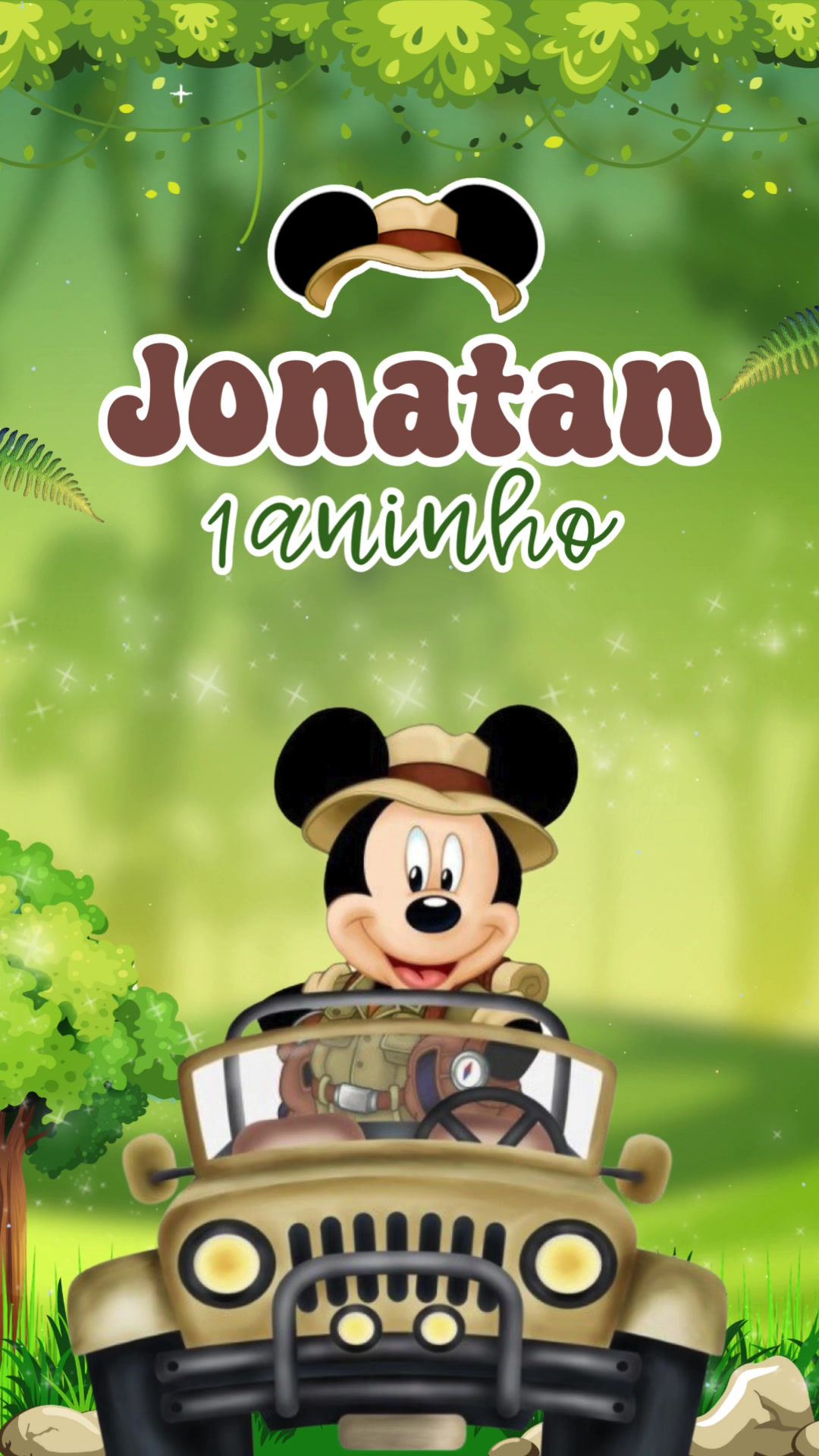 Convite Animado Plus - Mickey Safari