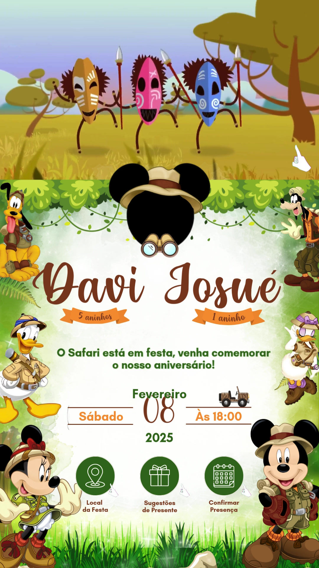 Convite Tecnológico - Mickey Safari