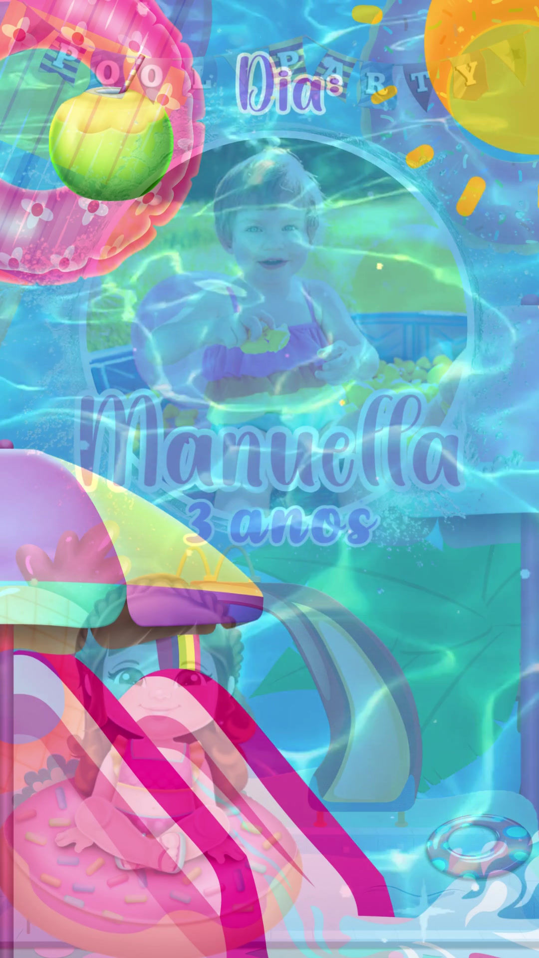 Convite Animado Plus - Pool Party Menina