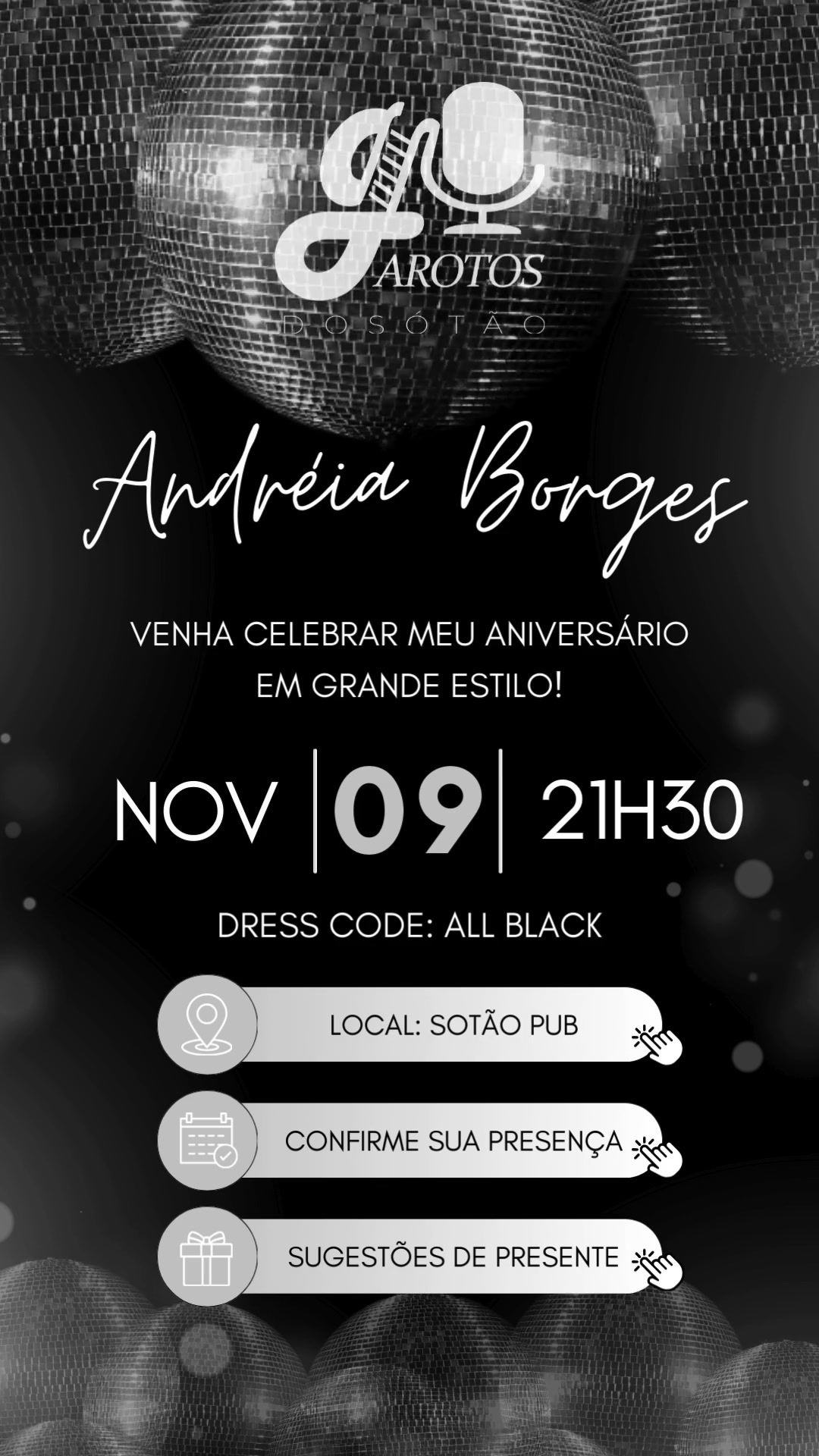 Convite Tecnológico - Globos All Black