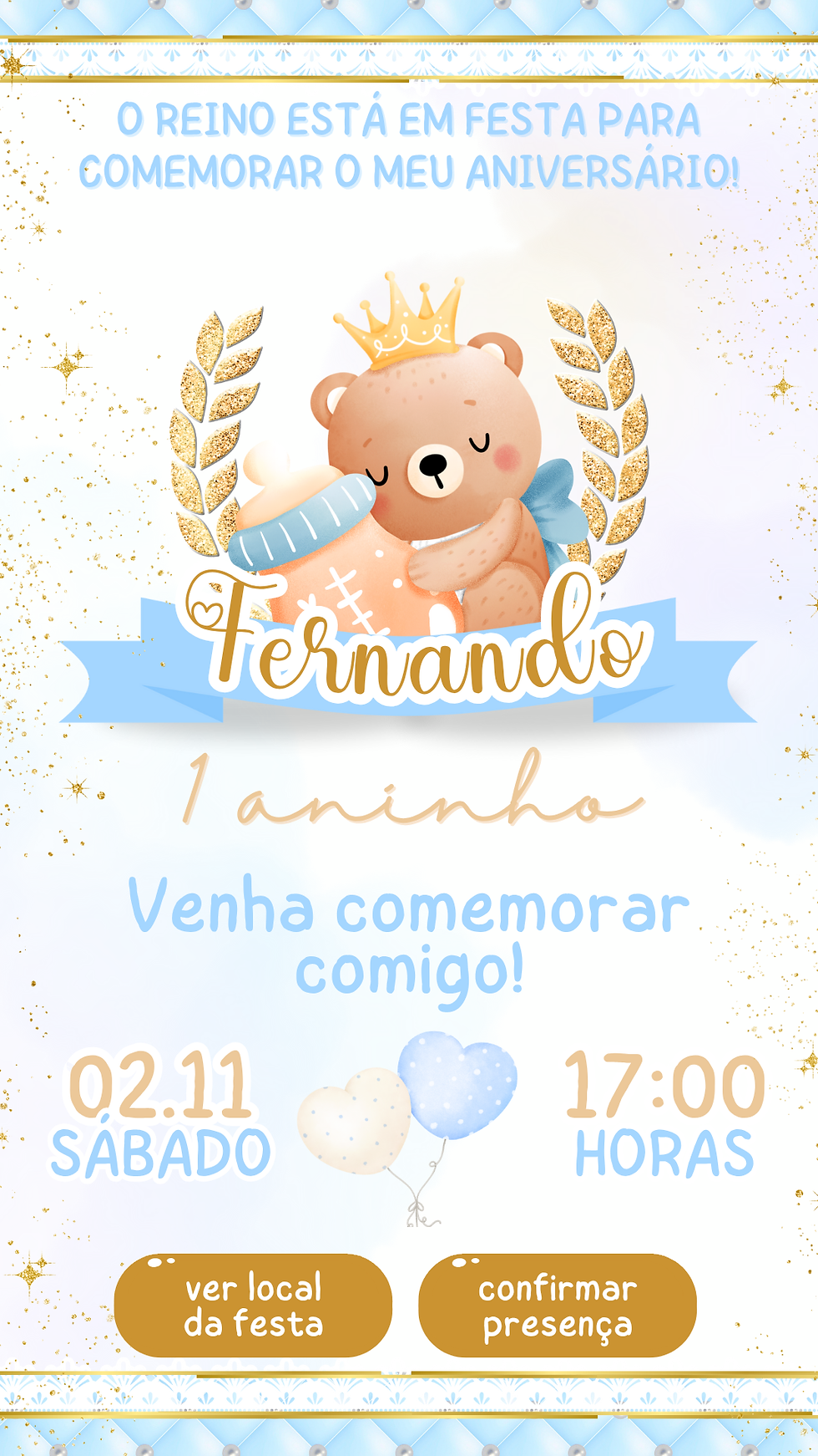 Convite Interativo - Ursinho Realeza