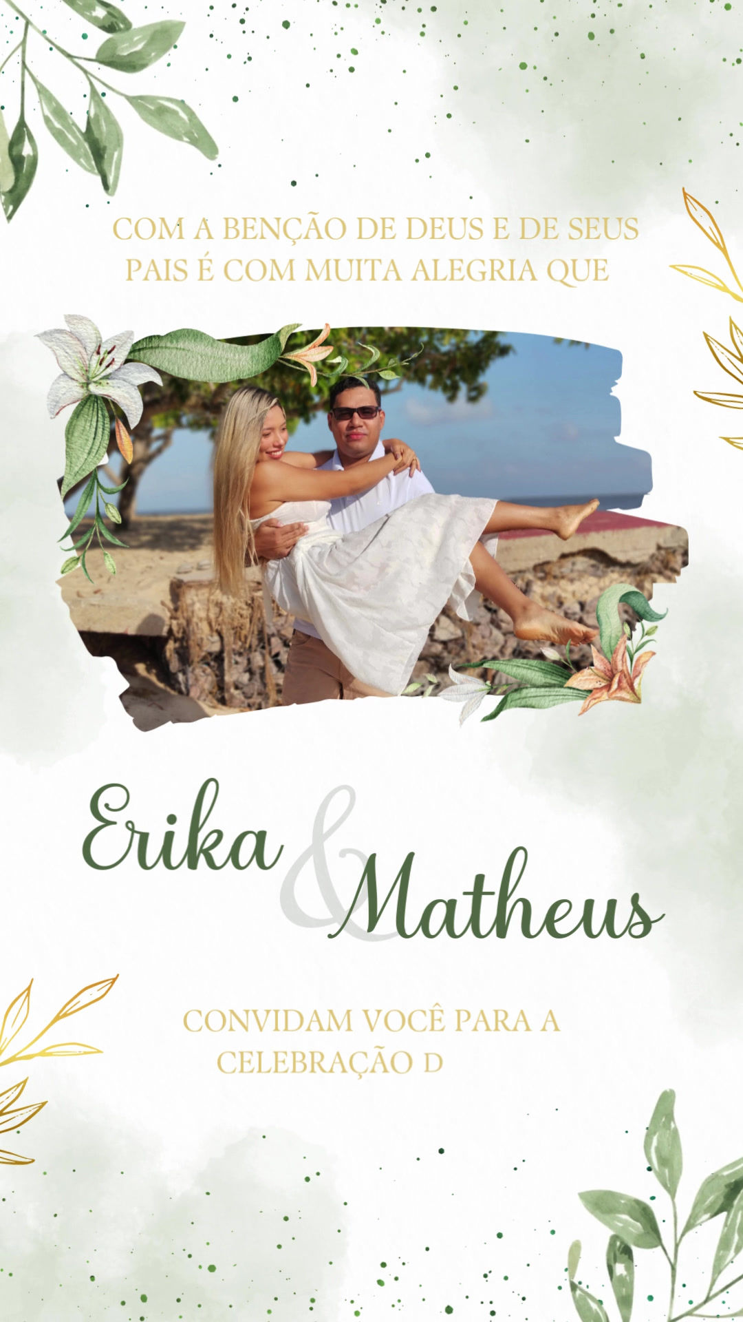 Convite Animado Plus - Casamento Verde Oliva