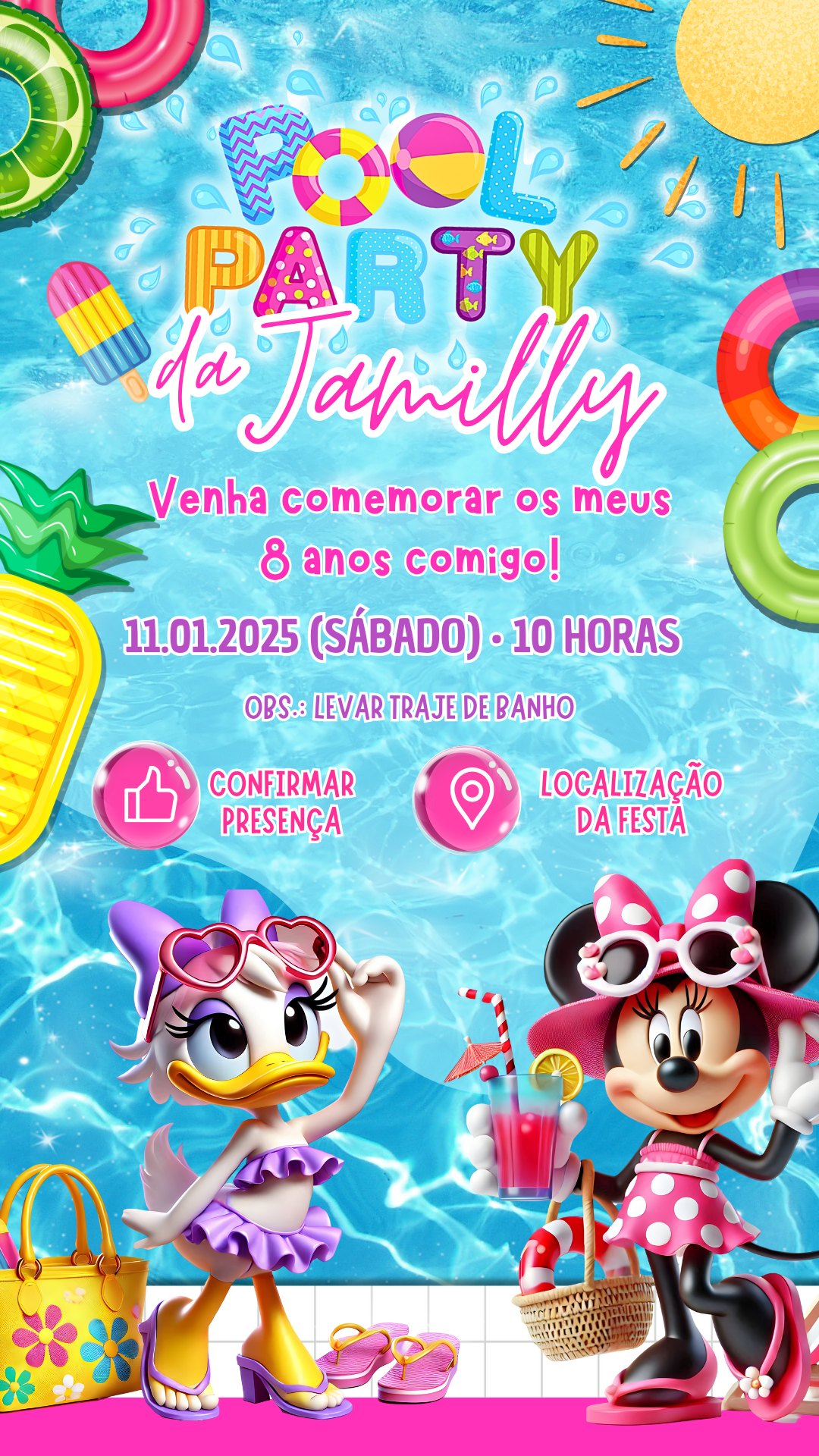 Convite Interativo - Minnie Pool Party