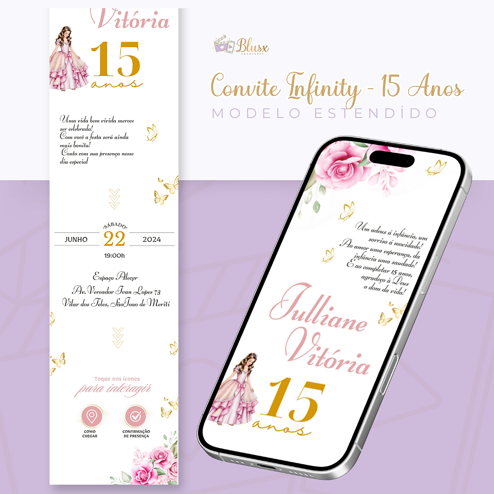 Convite Infinity - Jardim Encantado Rosa 1