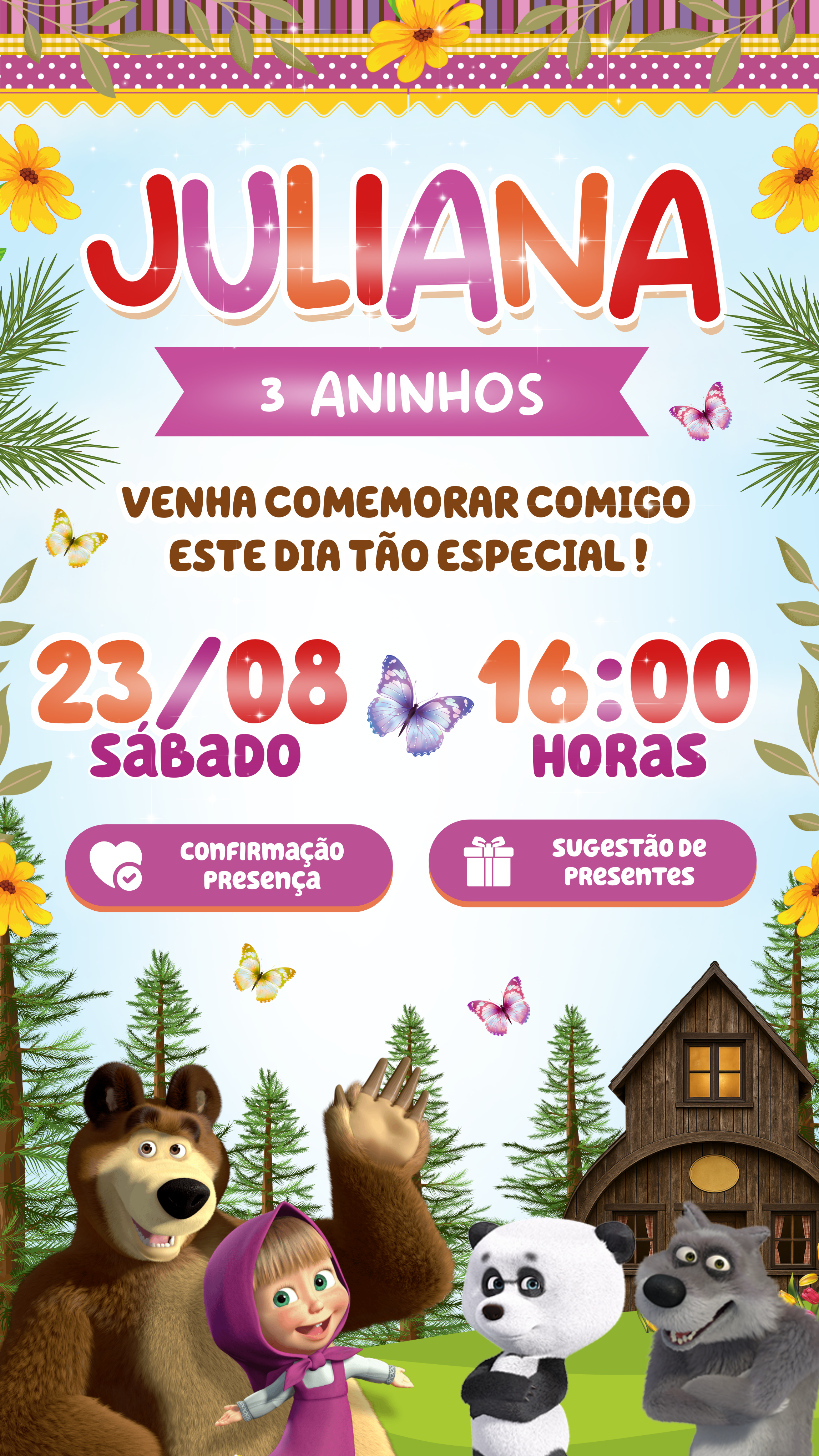 Convite Interativo - Masha e o Urso