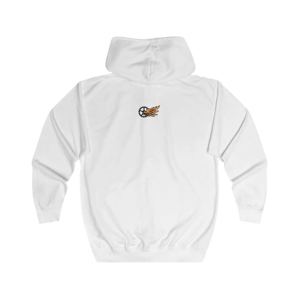 White Moshipco unisex hoodie, OG logo