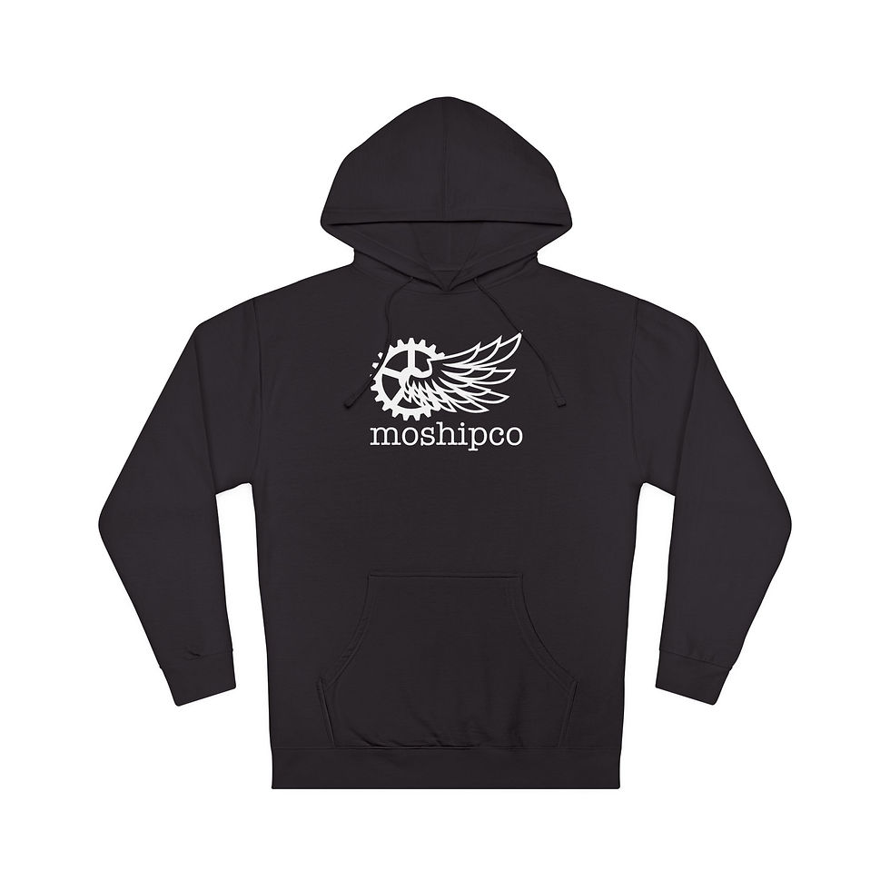Thumbnail: Black Moshipoo hoodie with logo
