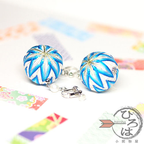 手まりイヤリング【せせらぎ】