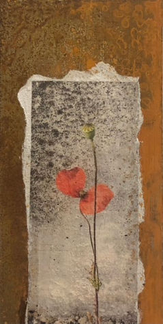 18. hg2072, Assenza Presenza IV papavero, tecnica mista su ferro, 15x30cm,2023.JPEG