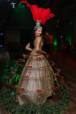 Strolling Champagne Dress in luxury gold strolling for guests at Nashville Venue