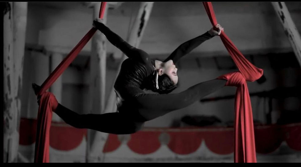 Aerialist performer at Nashville event enhancing the atmosphere