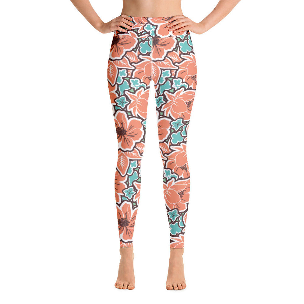 Miniatura: Women's Tropical Red Floral Yoga Leggings