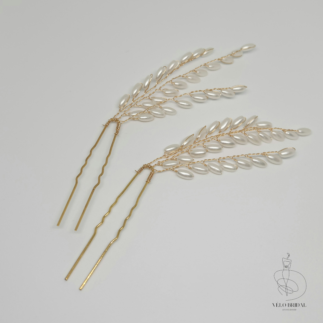 Gold Pearl Hair Pins