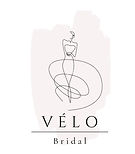Line art of a bride with a veil wrapped around her, Velo Bridals Logo