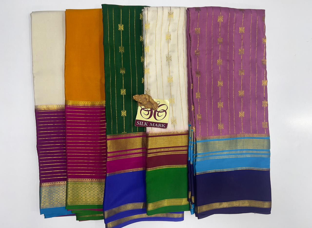 Discount Sarees Pure Mysore Crepe Silk Sarees -1663