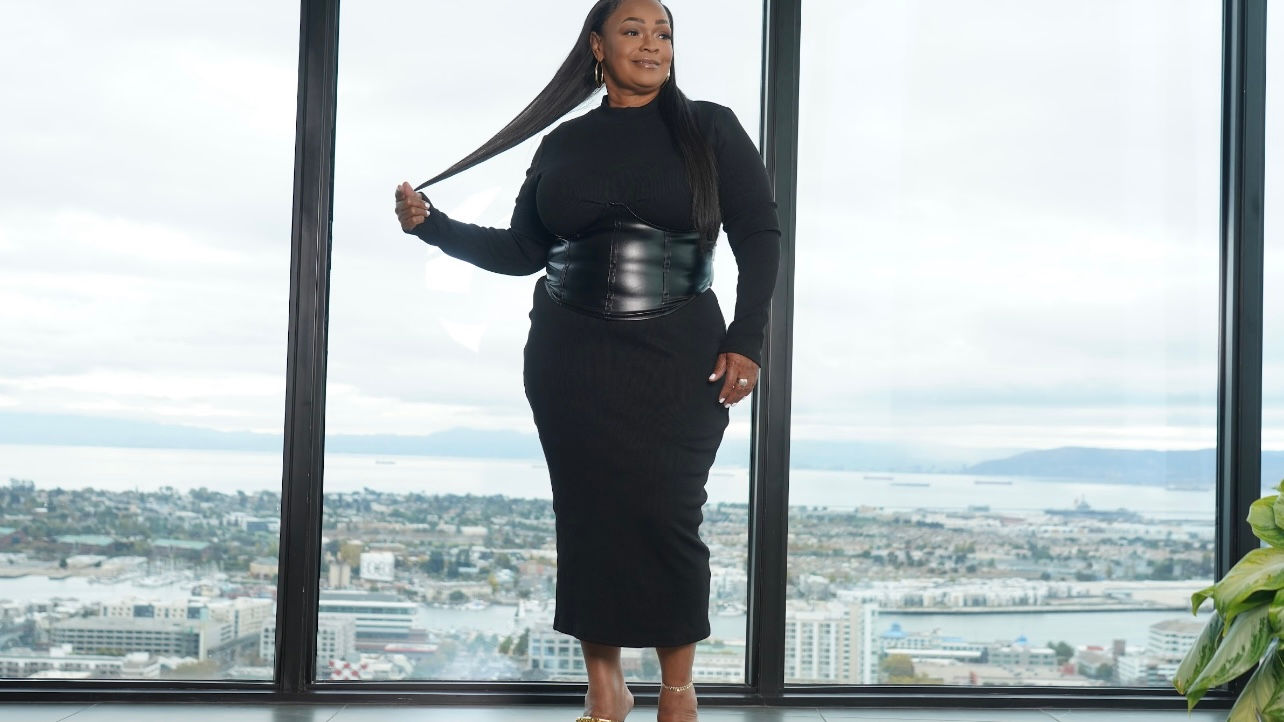 Mock Neck Long Sleeve Zipper Back Dress with Attached Corset