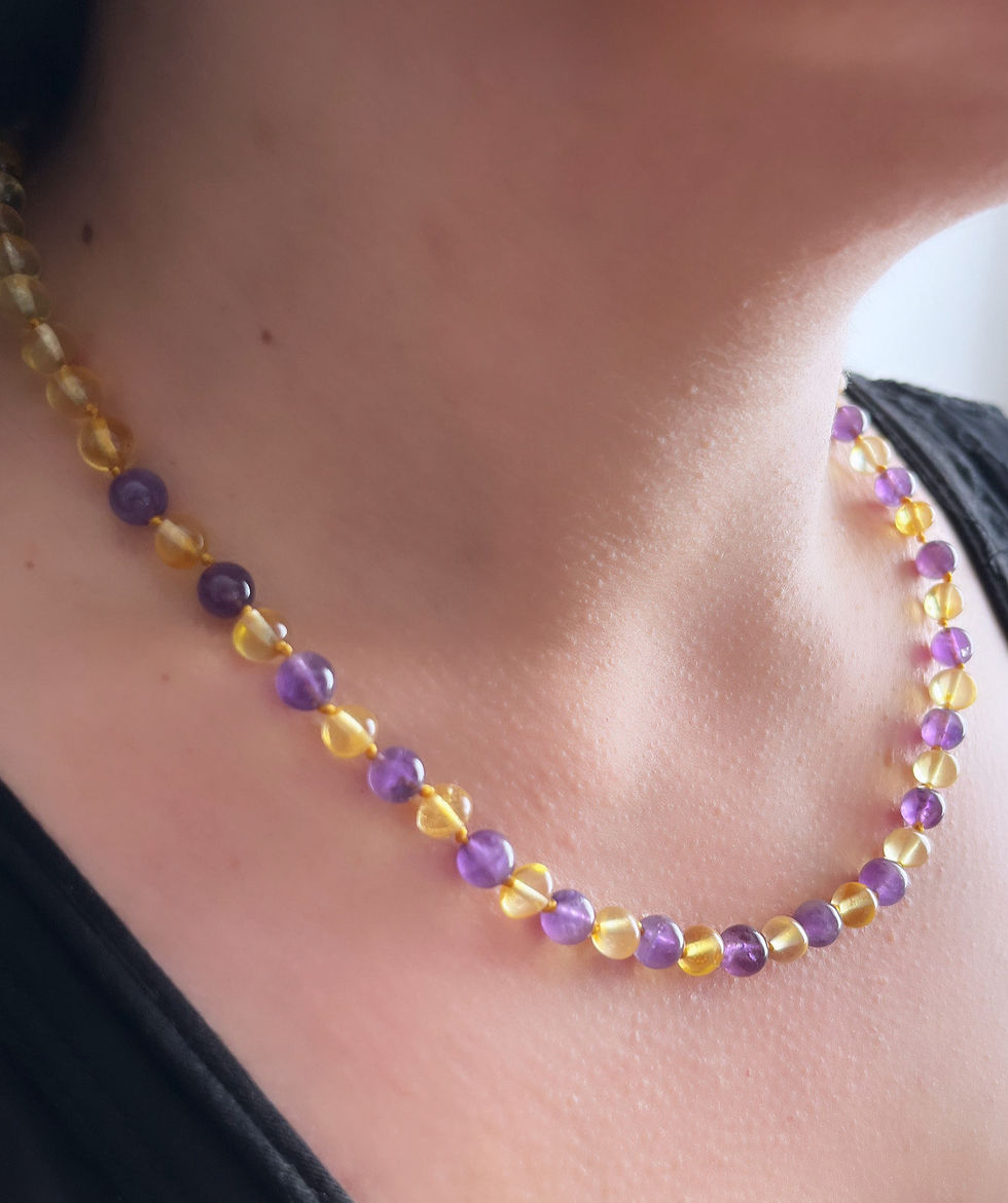 Collar de Adulto ¨Protección¨ con Ámbar y Amatista