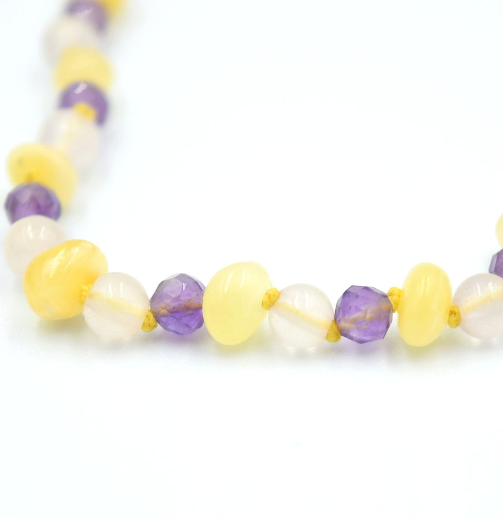 Miniatura: Collar de Ámbar con Amatista y Cuarzo Rosa