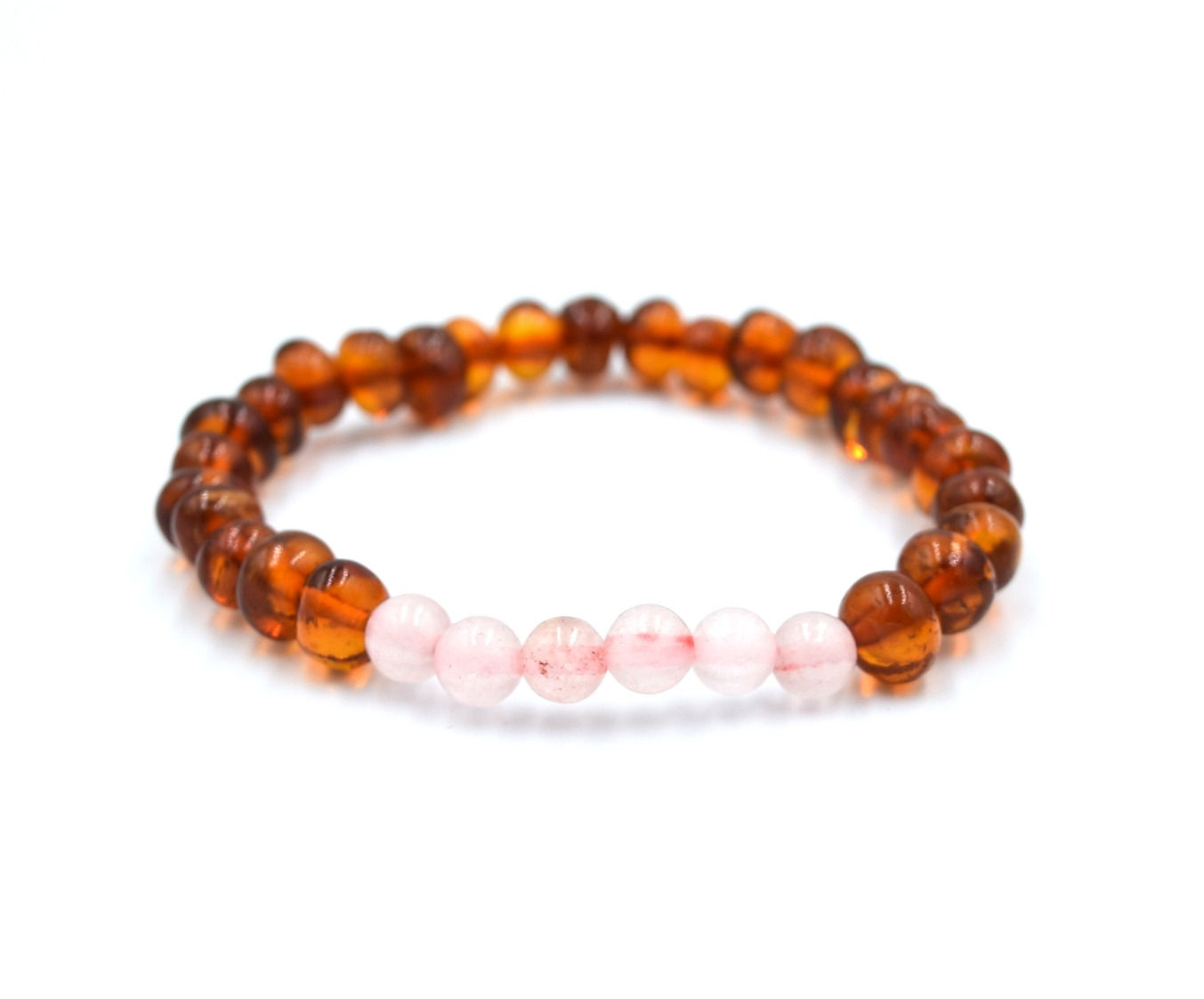 Pulsera de Ámbar con Cuarzo Rosa