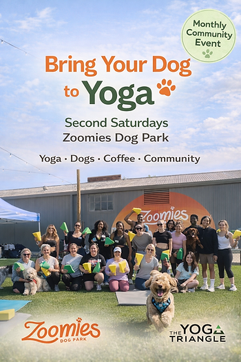 Join the fun at Zoomies Dog Park for a unique yoga experience with your four-legged friend! Happening every second Saturday with Yoga Triangle at 10 AM, enjoy yoga, dogs, coffee, and community all in one lively event.