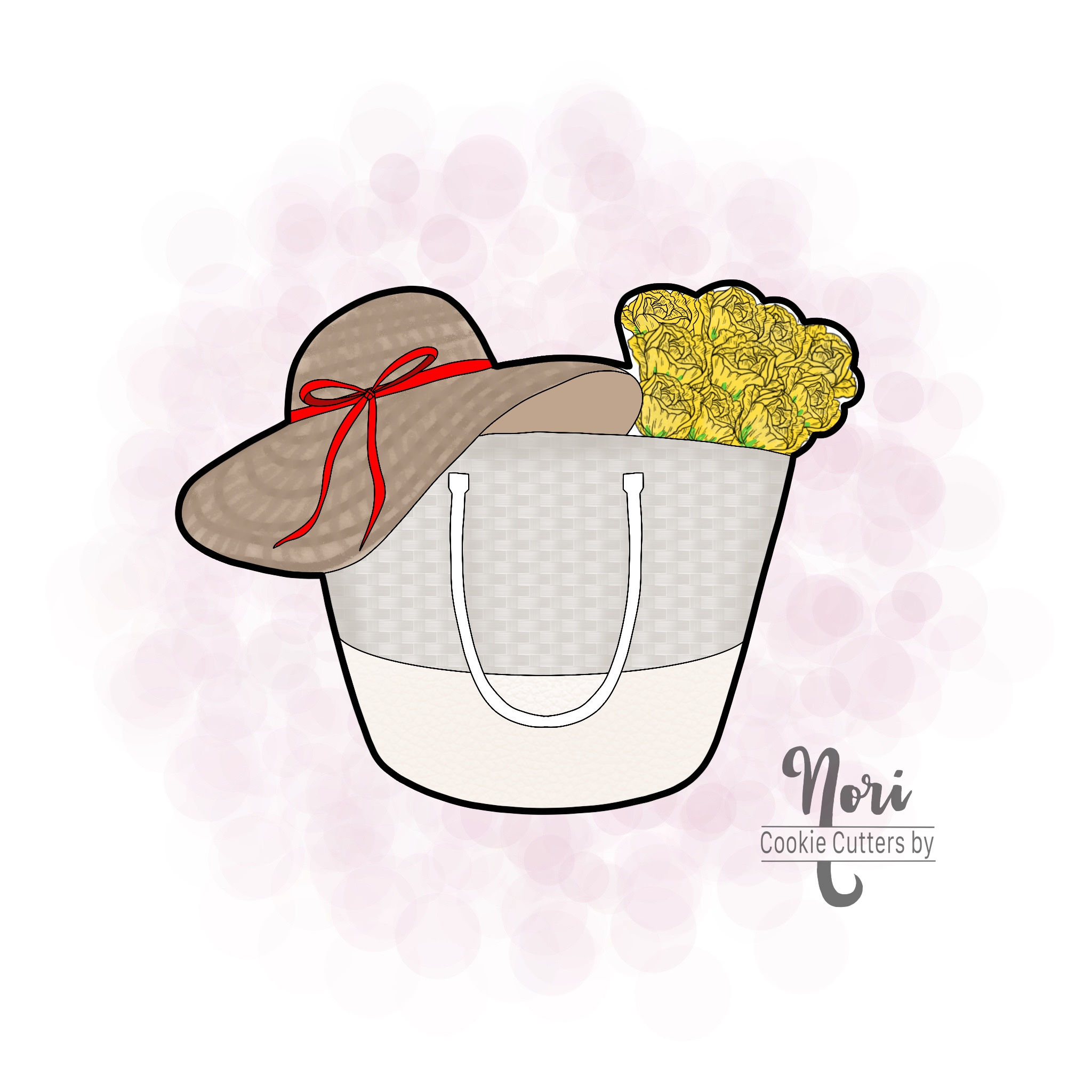 Summer Beach Bag with florals Cookie Cutter - CN0248