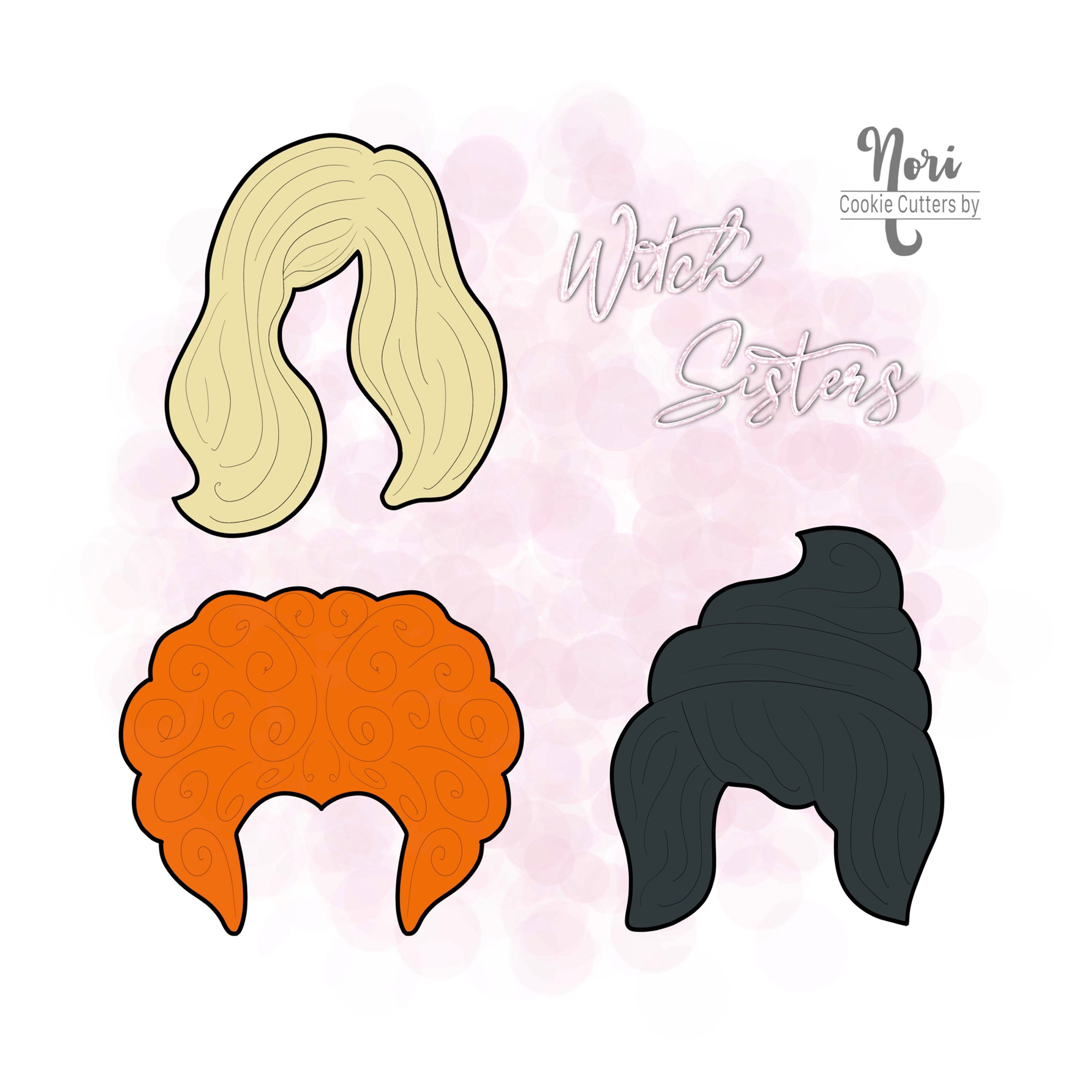 Witch Sisters Hair, set of 3 Cookie Cutter