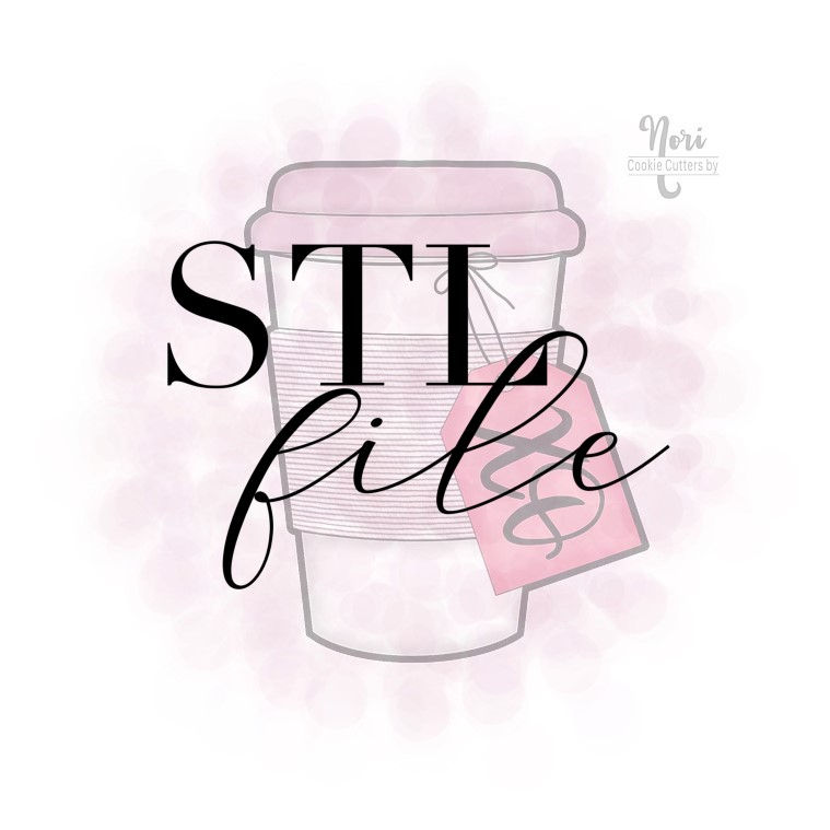 STL File - CN1366 - Coffee with Tag - 3.5" 4" and 4.5"