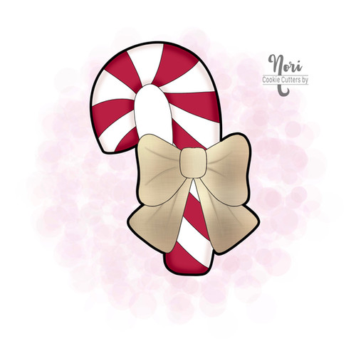 Candy Cane with Bow Cookie Cutter - CN0888 | CC by Nori