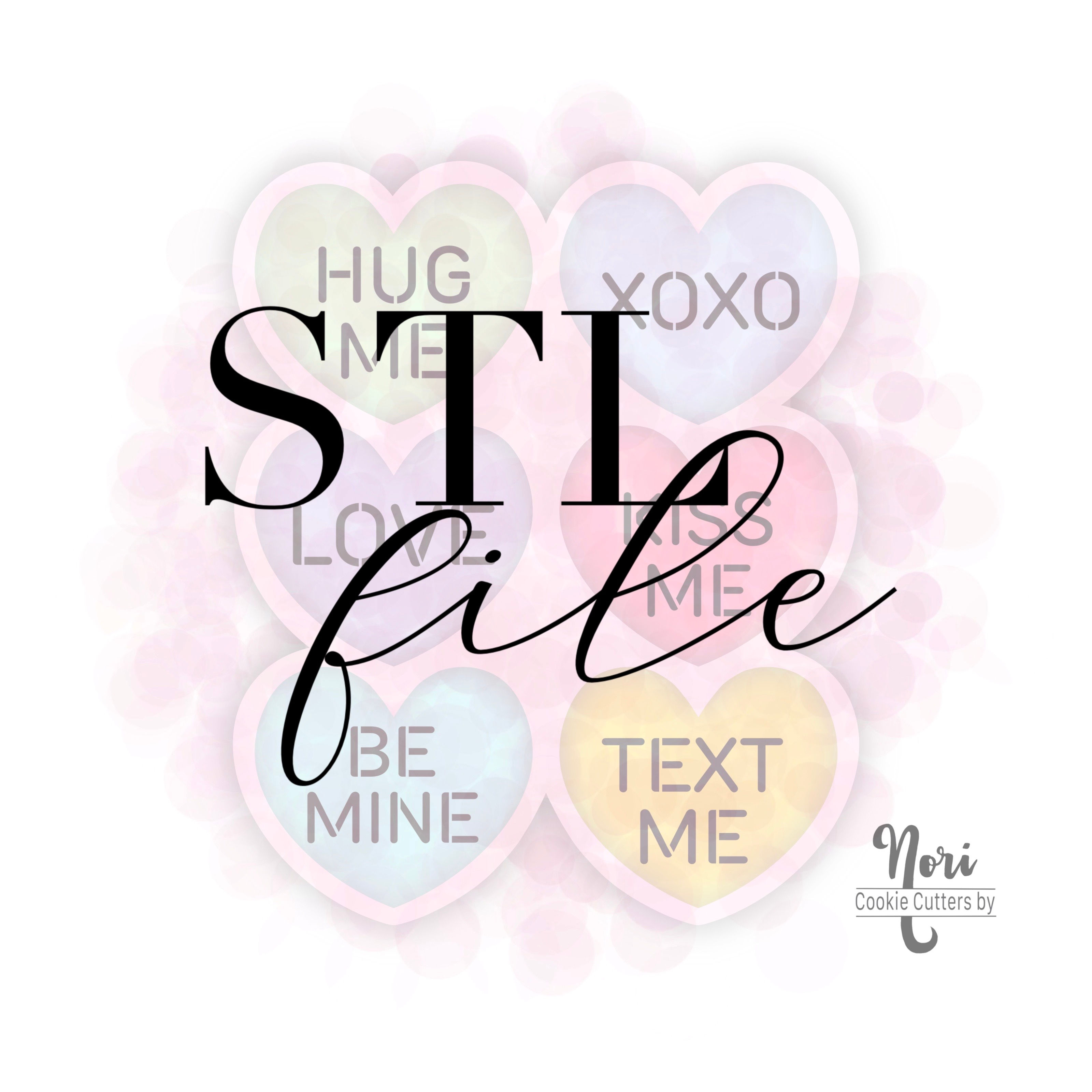 STL File - CN1354 - Conversation Heart Multi Cutter  - 2" Hearts
