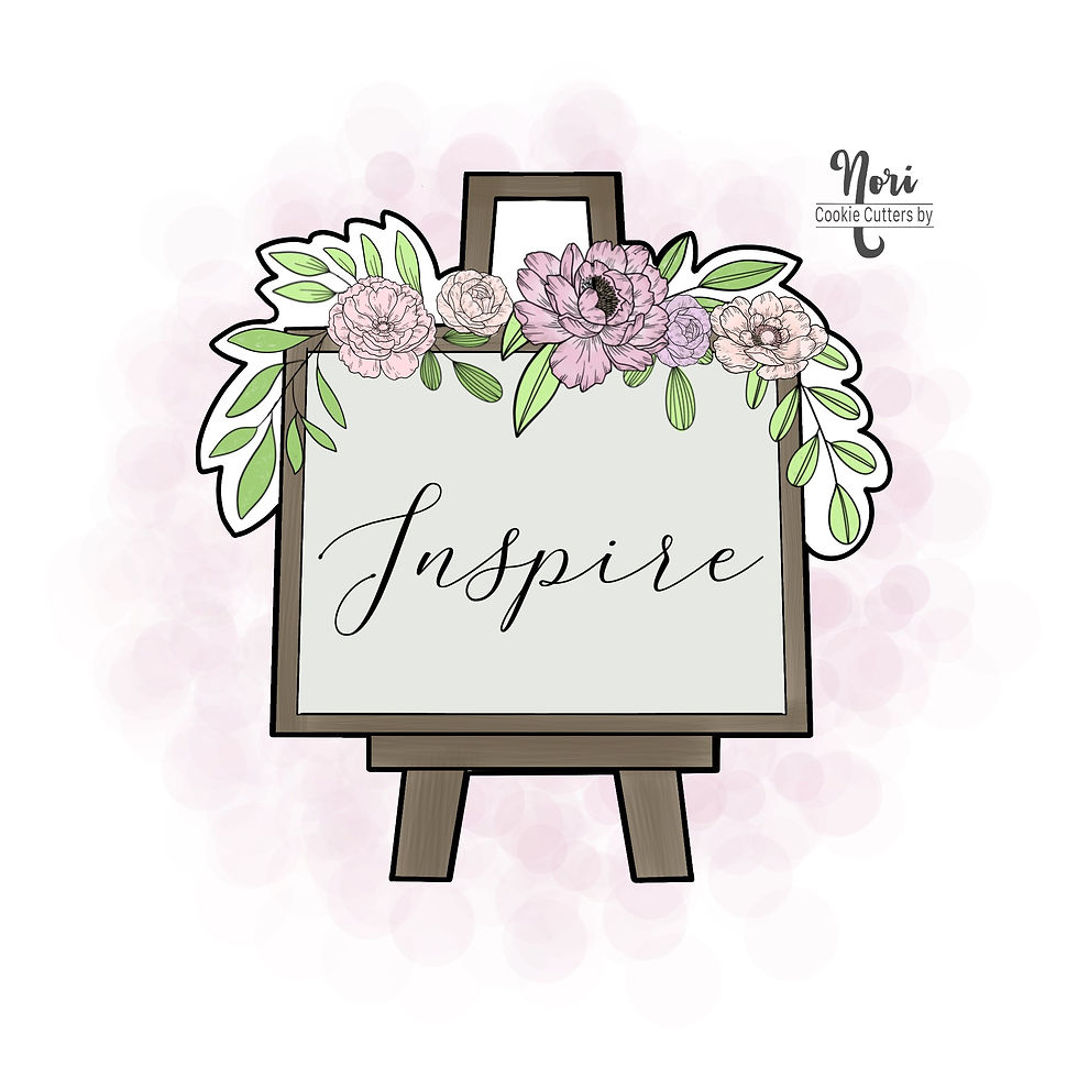 Floral Easel 1 Board Sign Plaque Cookie Cutter - CN0060