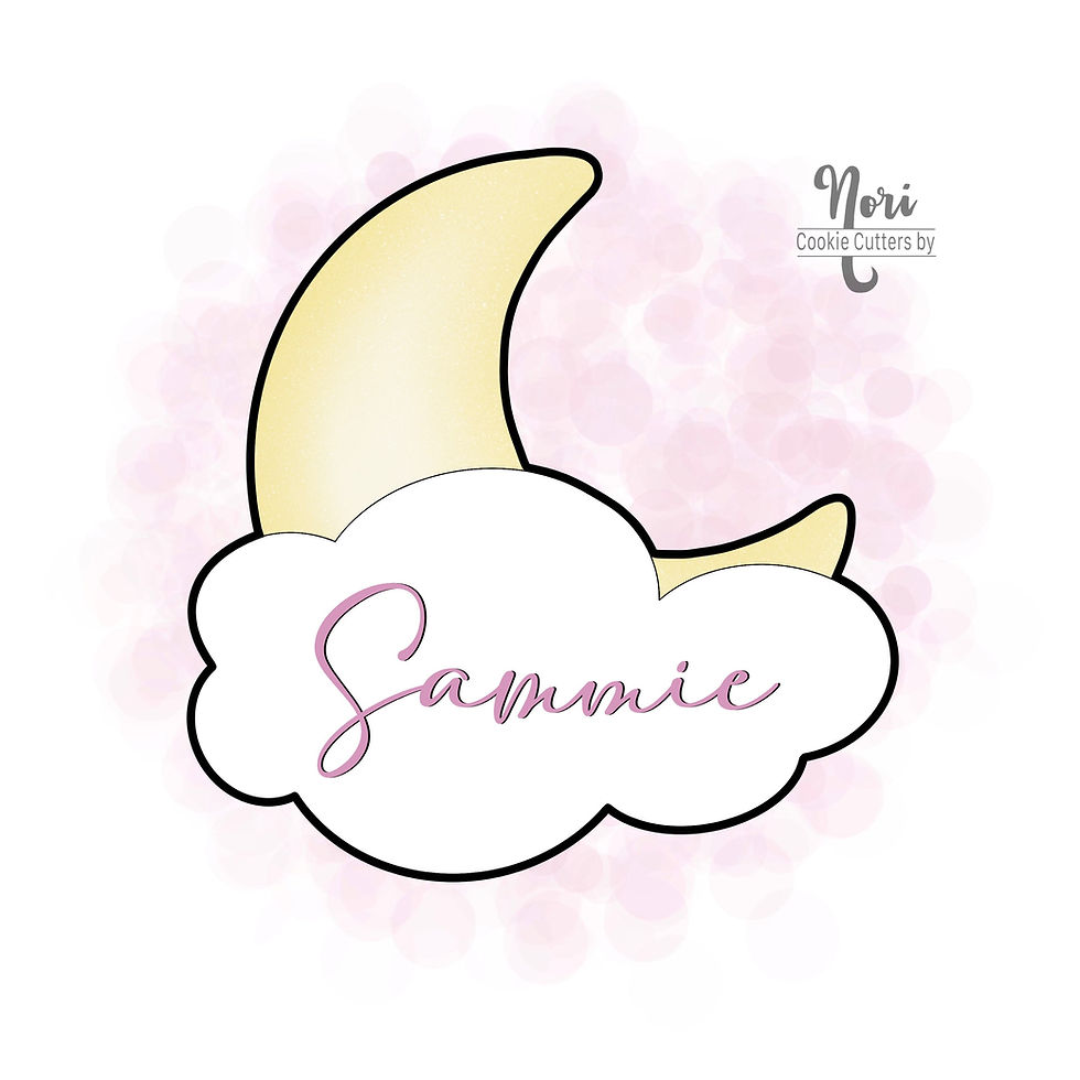 Thumbnail: Moon and Cloud Cookie Cutter and optional Stencil - CN1585