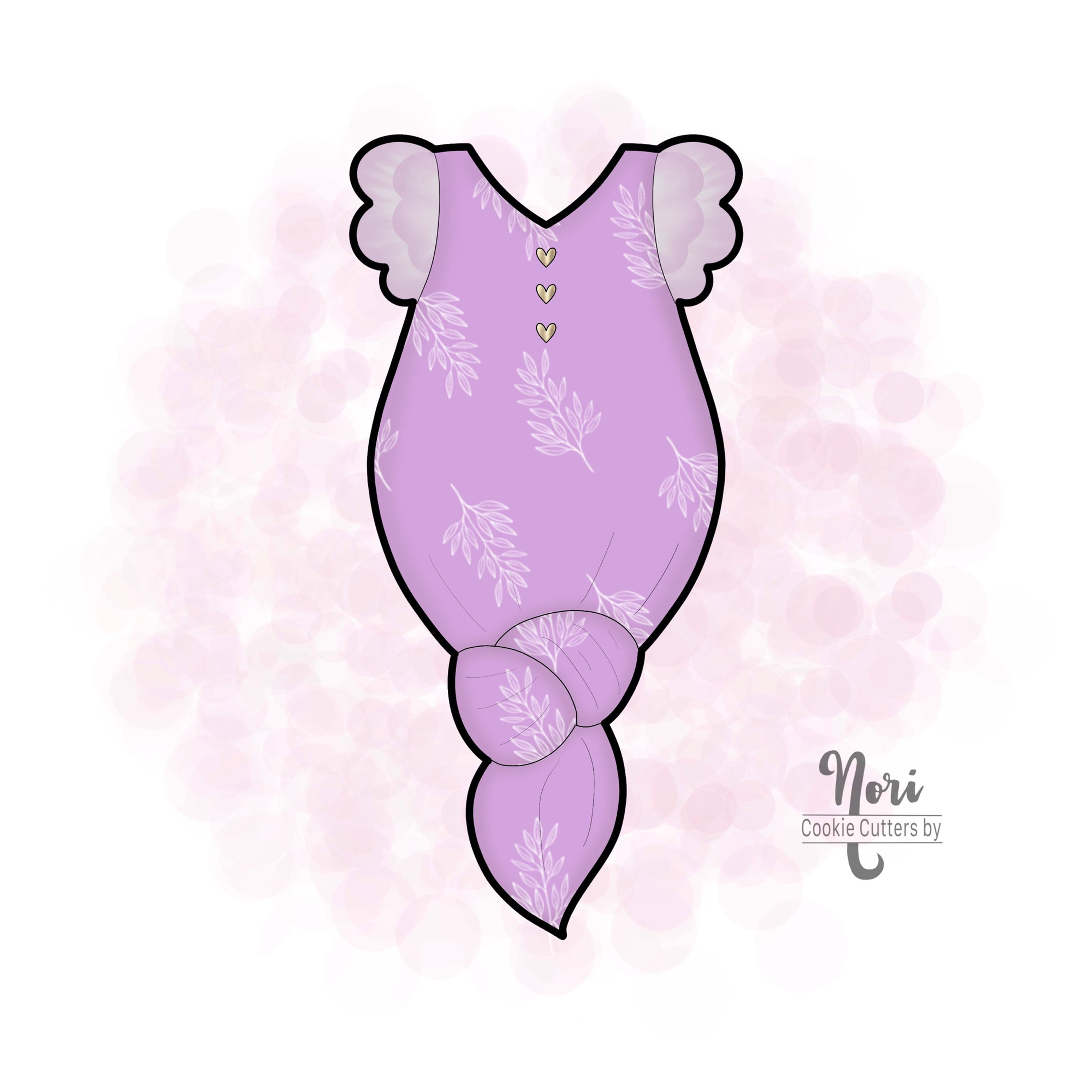 Ruffle Sleeve Baby Knotted Sleeper Gown Cookie Cutter - CN0767