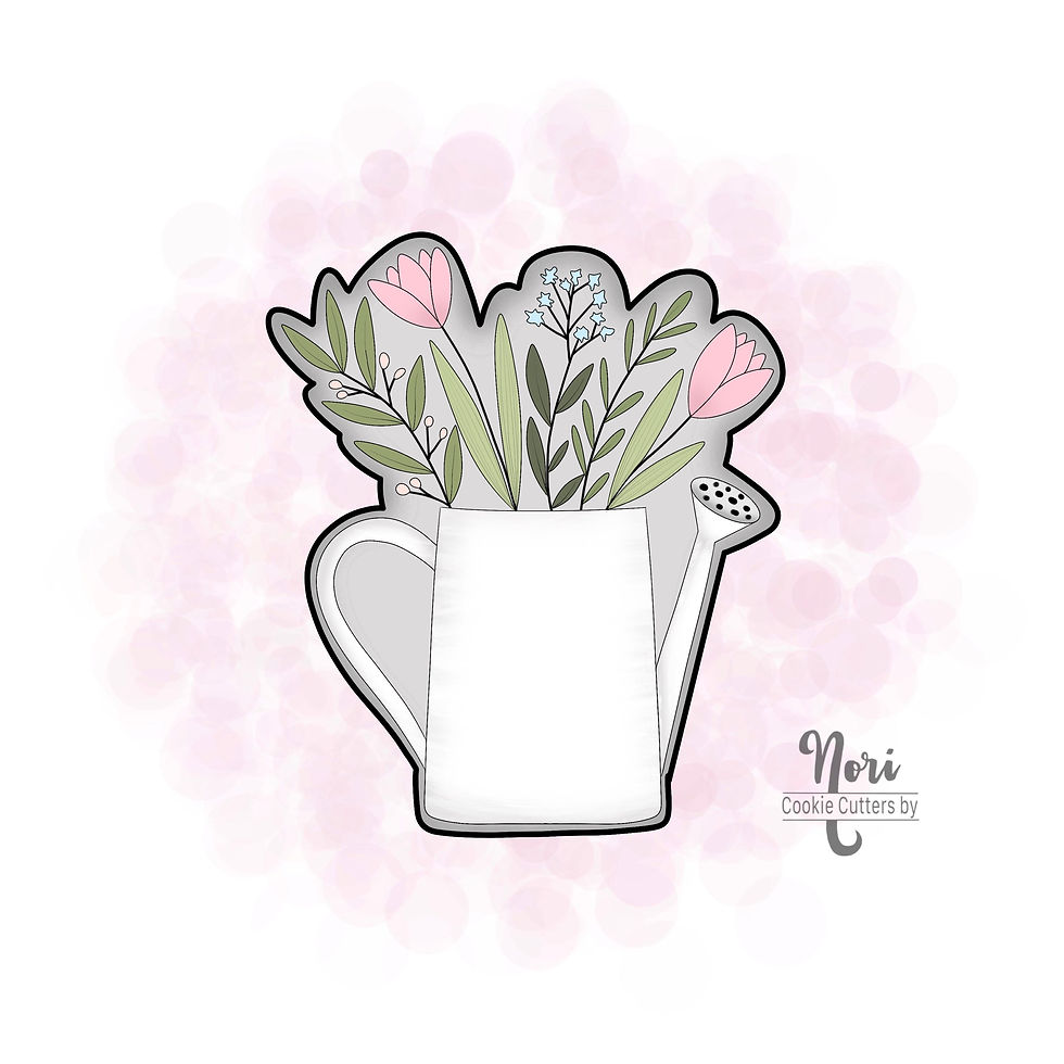 Floral Watering Can 2 Cookie Cutter and optional Stencil - CN1469