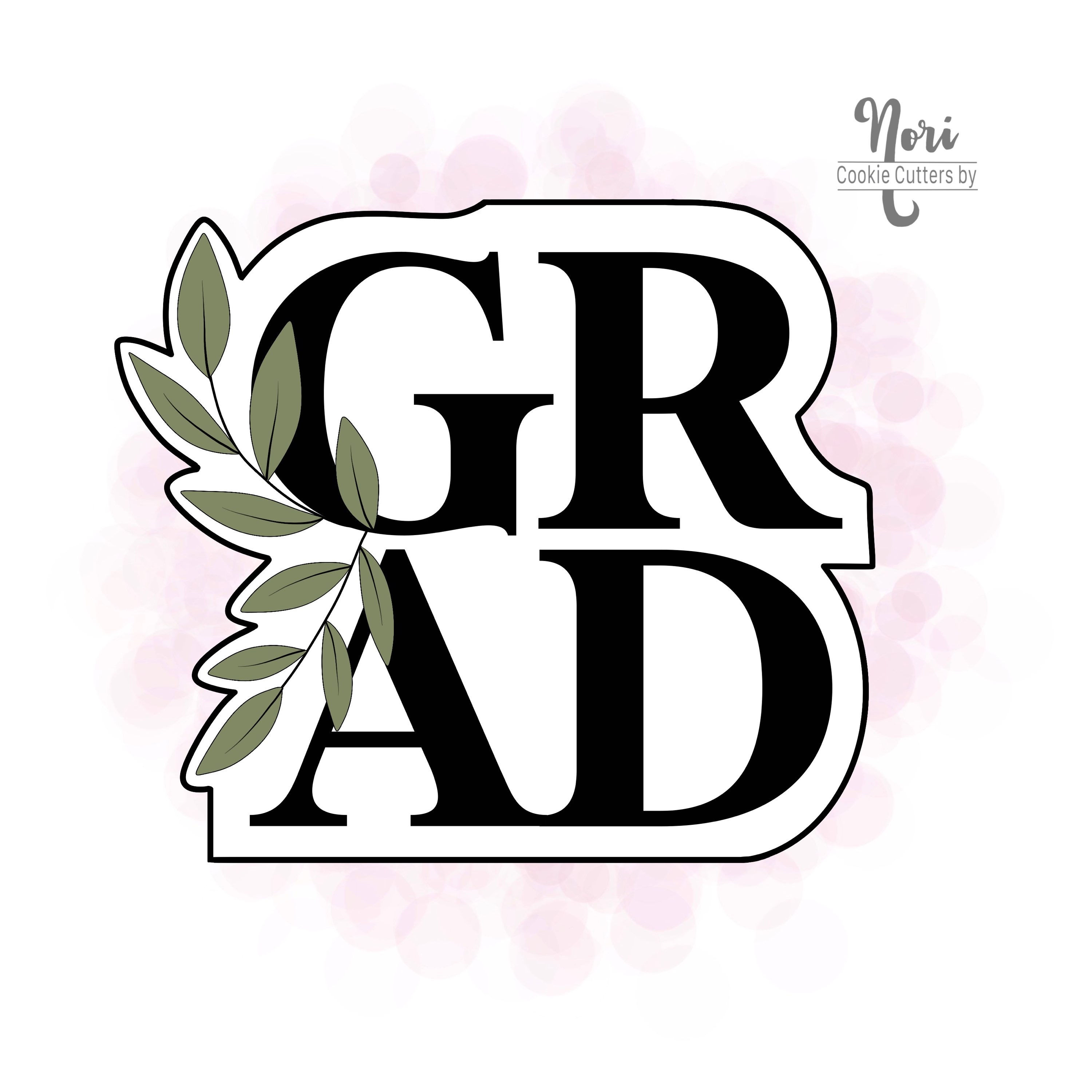 Floral GRAD Cookie Cutter and optional Stencil - CN1482