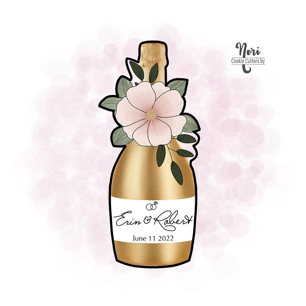 Thumbnail: Floral Champagne Bottle Cookie Cutter - CN0627