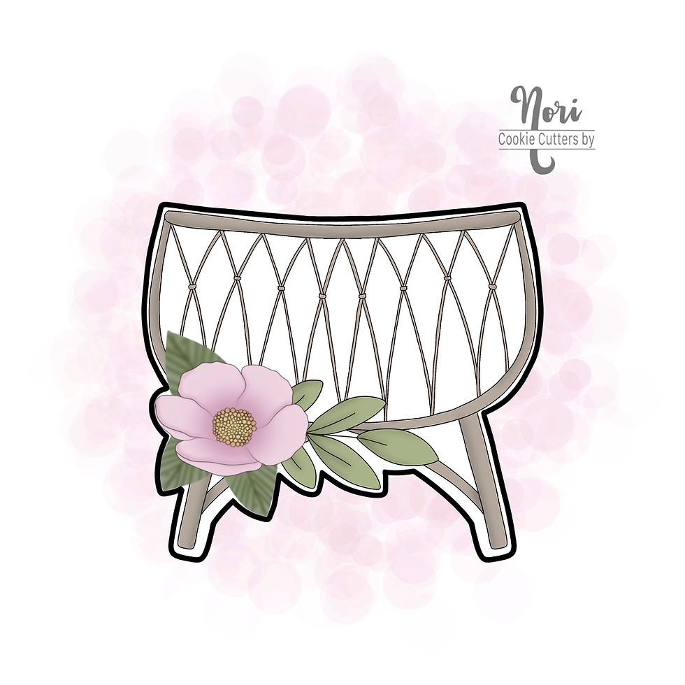 Floral Bassinet 2 Cookie Cutter with Optional Stencil - CN1177