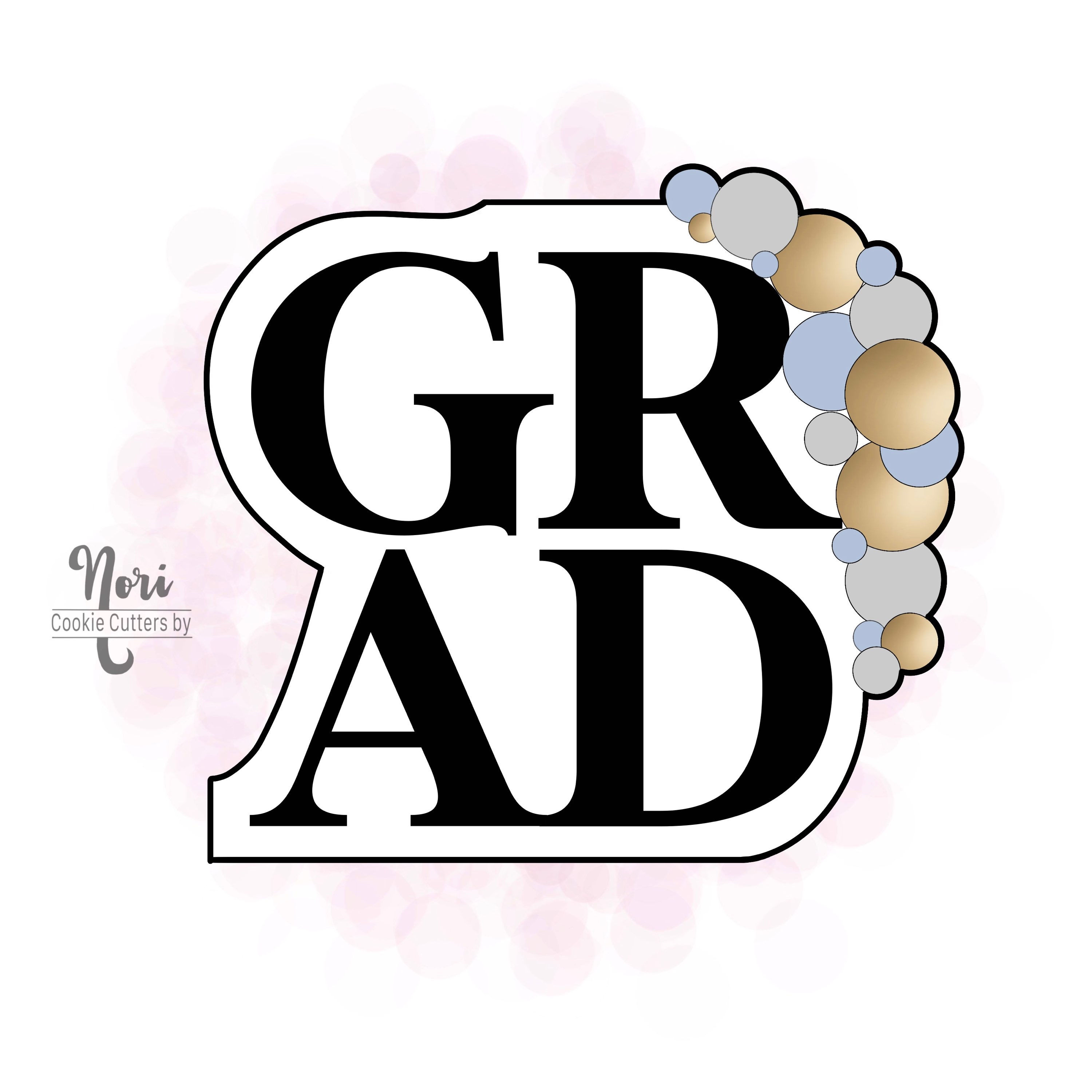 Bubble GRAD Cookie Cutter and optional Stencil - CN1483