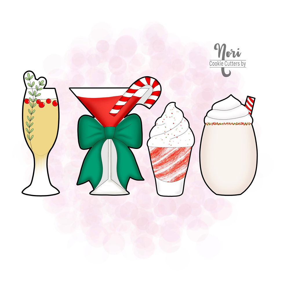Christmas Cocktails Set of 4 Cookie Cutters