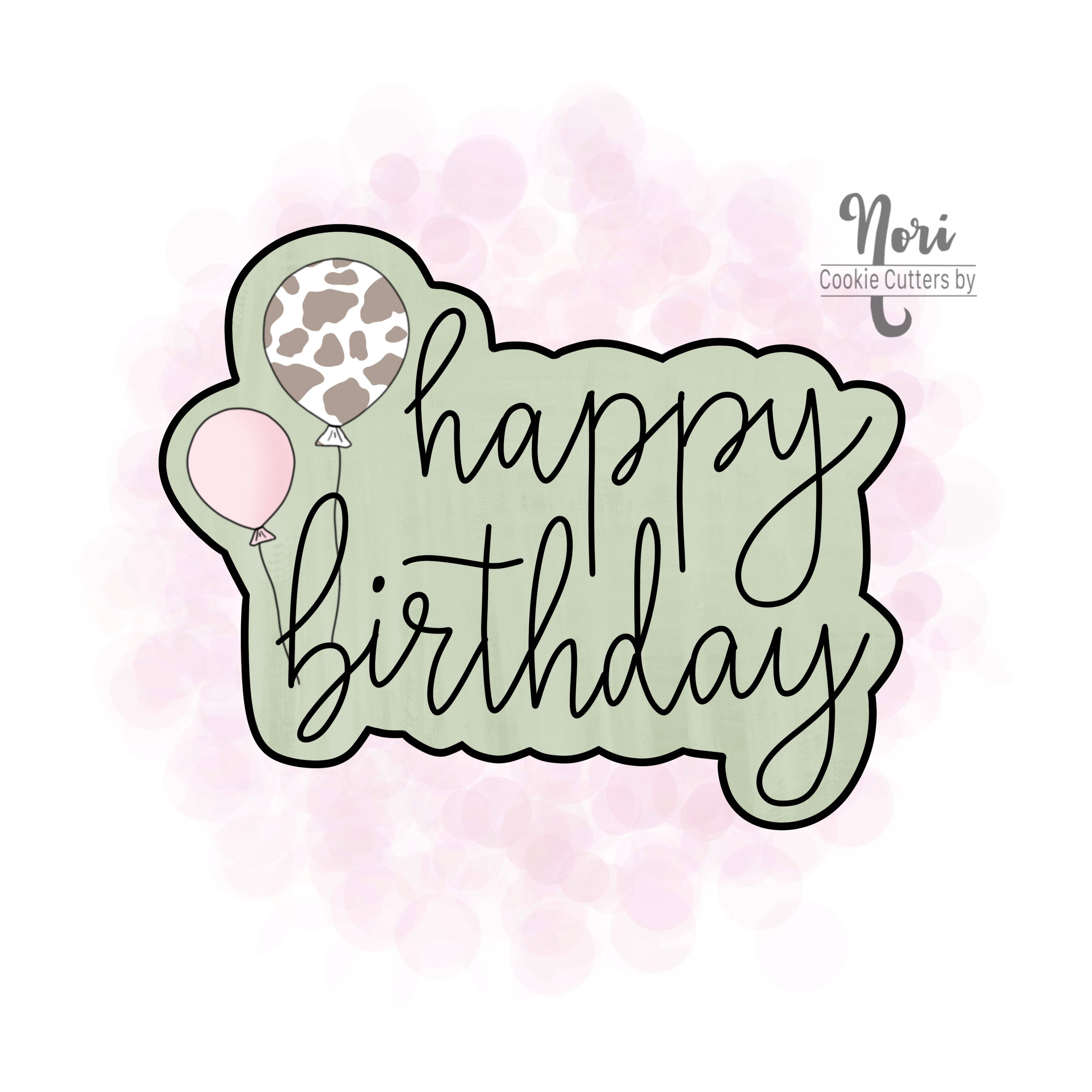 Happy Birthday with Balloons Cookie Cutter - CN2166
