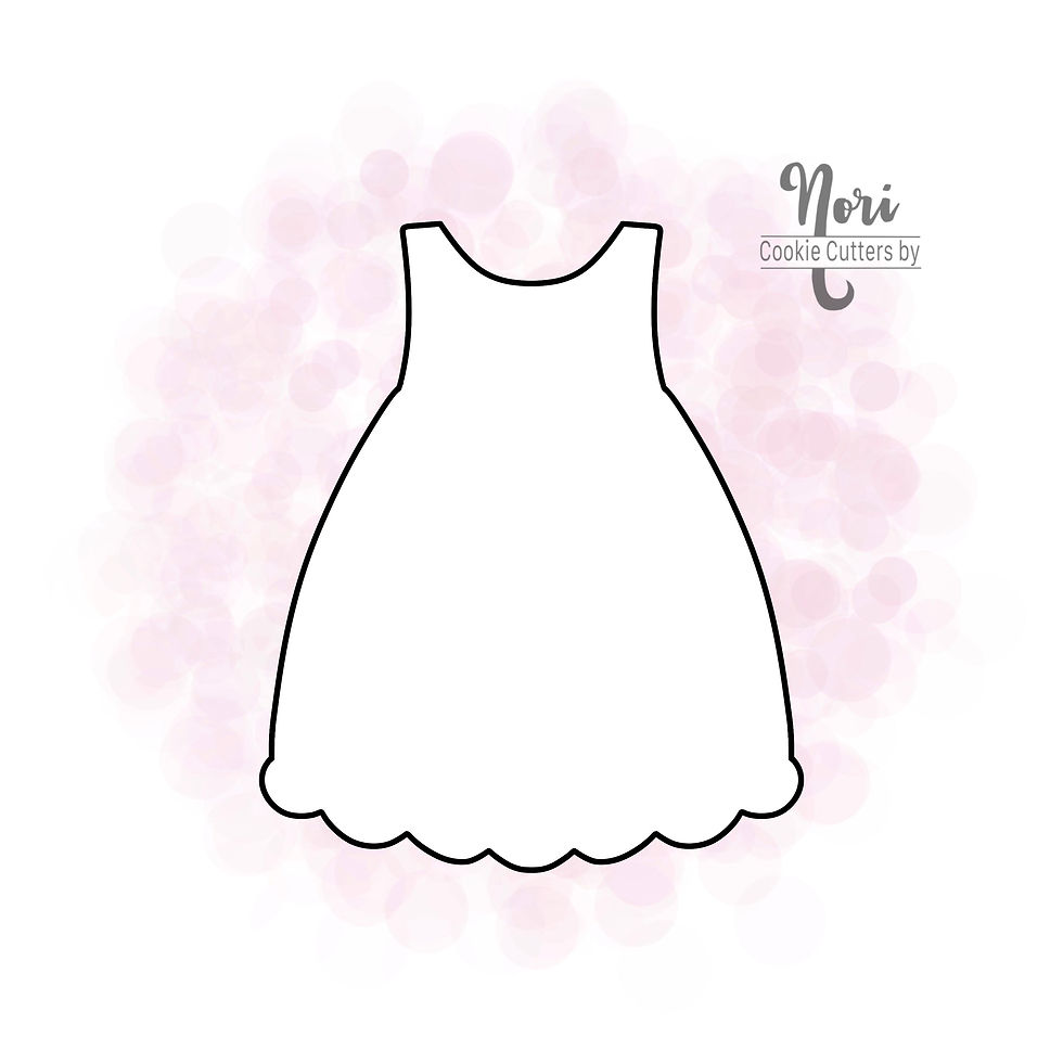 Thumbnail: Scalloped Baptism, Christening Gown Cookie Cutter - CN1774
