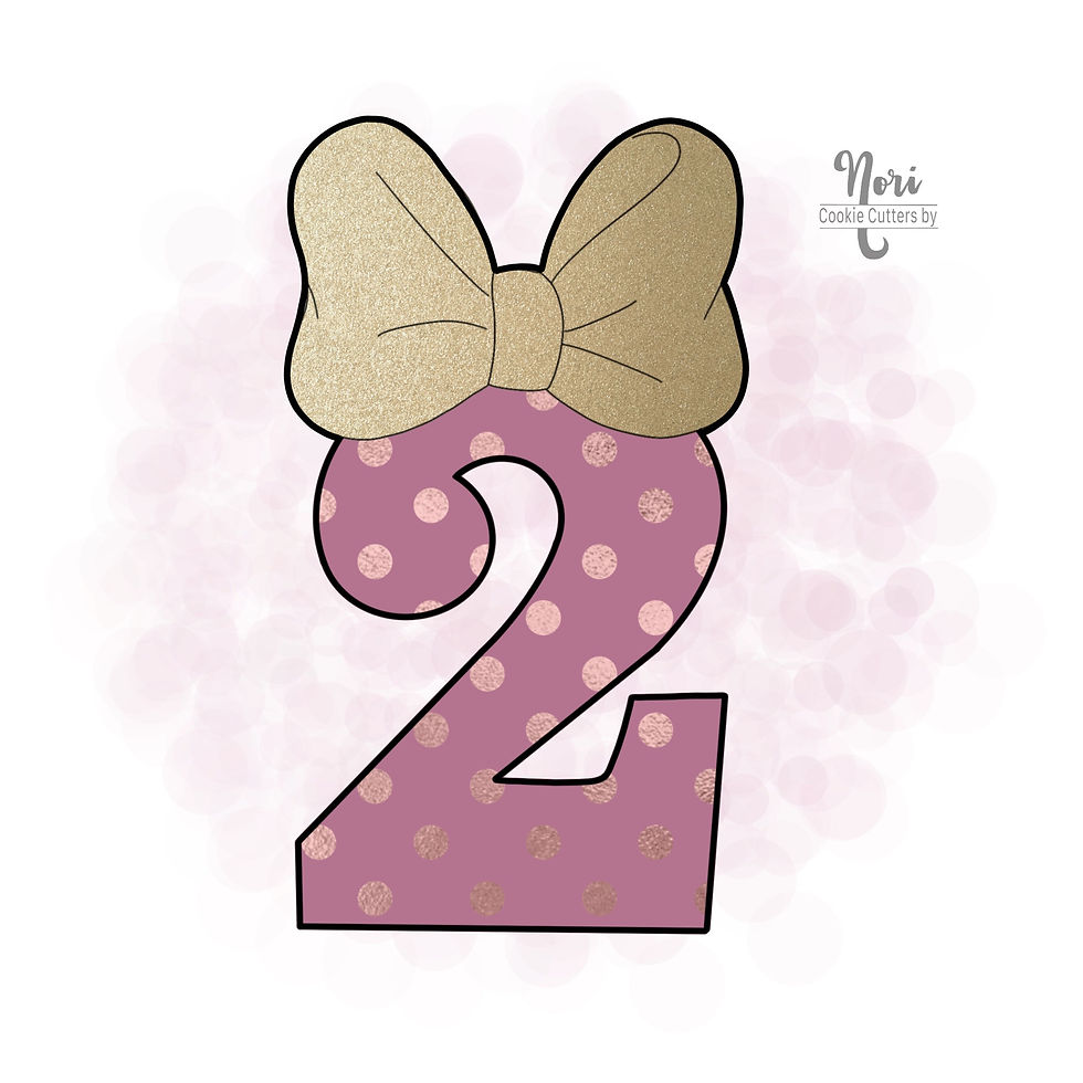 Number Two with Bow Cookie Cutter - CN1018