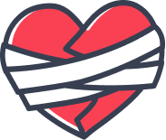 Illustration of broken heart wrapped in bandages