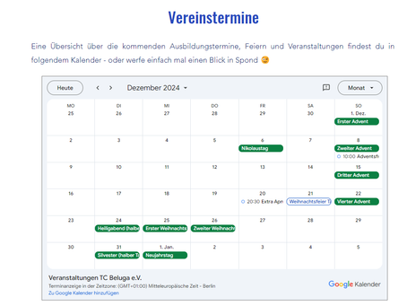 Kalender verfügbar