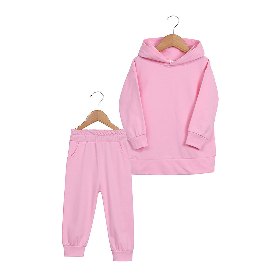 Thumbnail: Kids Baby Boys Girls 2Pcs Fleece Outfits Hooded Sweatshirt+Pants Toddler Solid L
