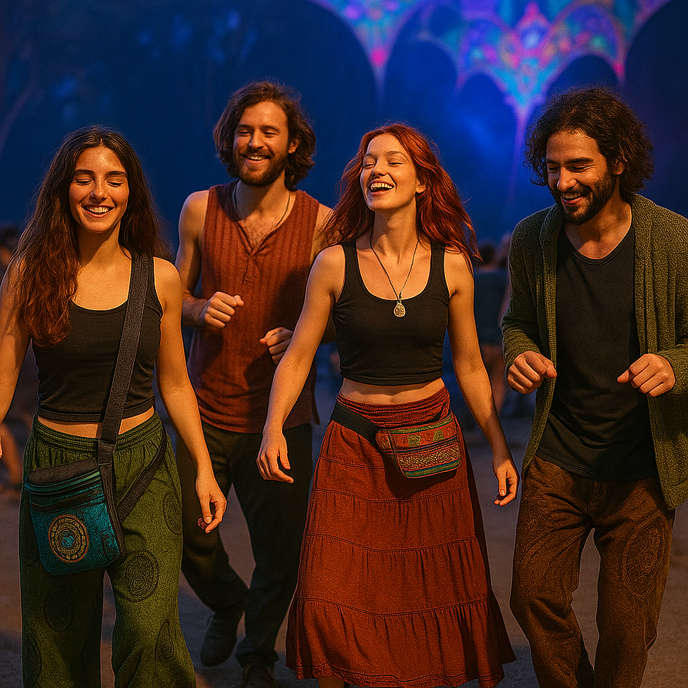 אנשים רוקדים במסיבת טבע