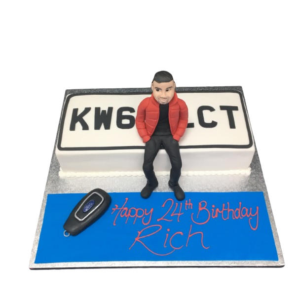 A beautifully designed number plate cake perfect for car enthusiasts and milestone celebrations in the UK. Made with high-quality ingredients.