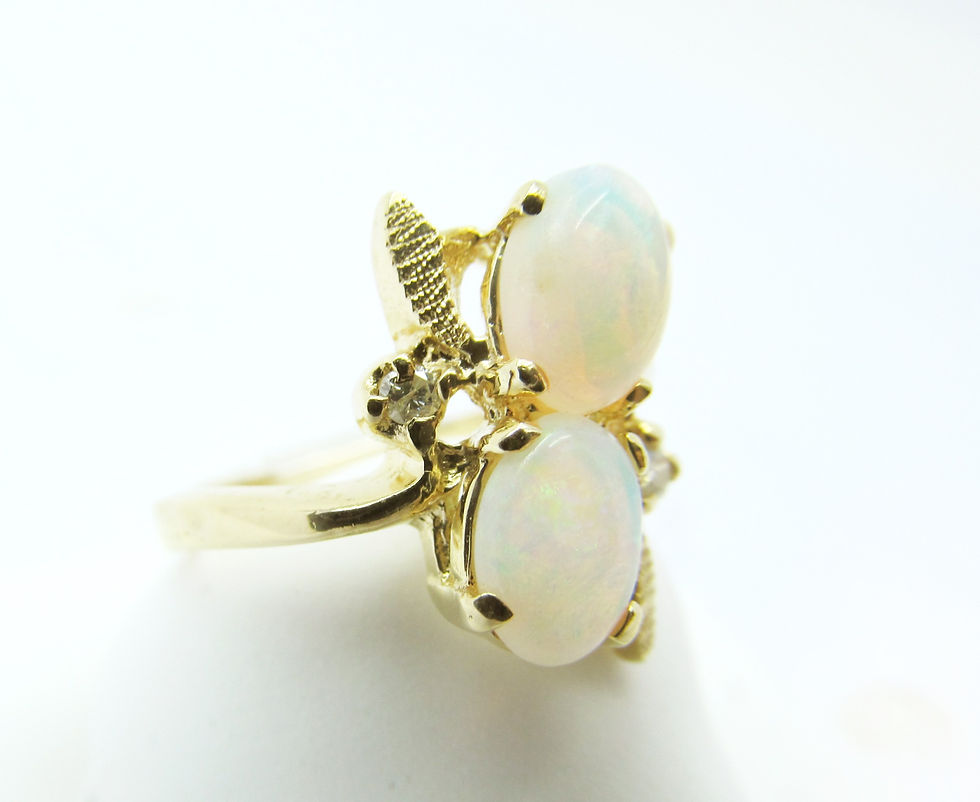 Thumbnail: 14K YG 2 OVAL OPAL W/DIAM ACCEN RG TRADE-INS