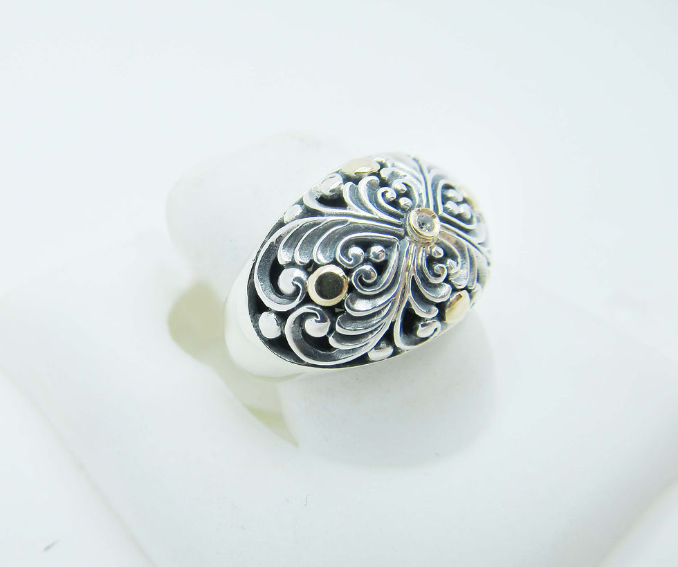 Thumbnail: 18K/SS WHITE TOPAZ BALI RING