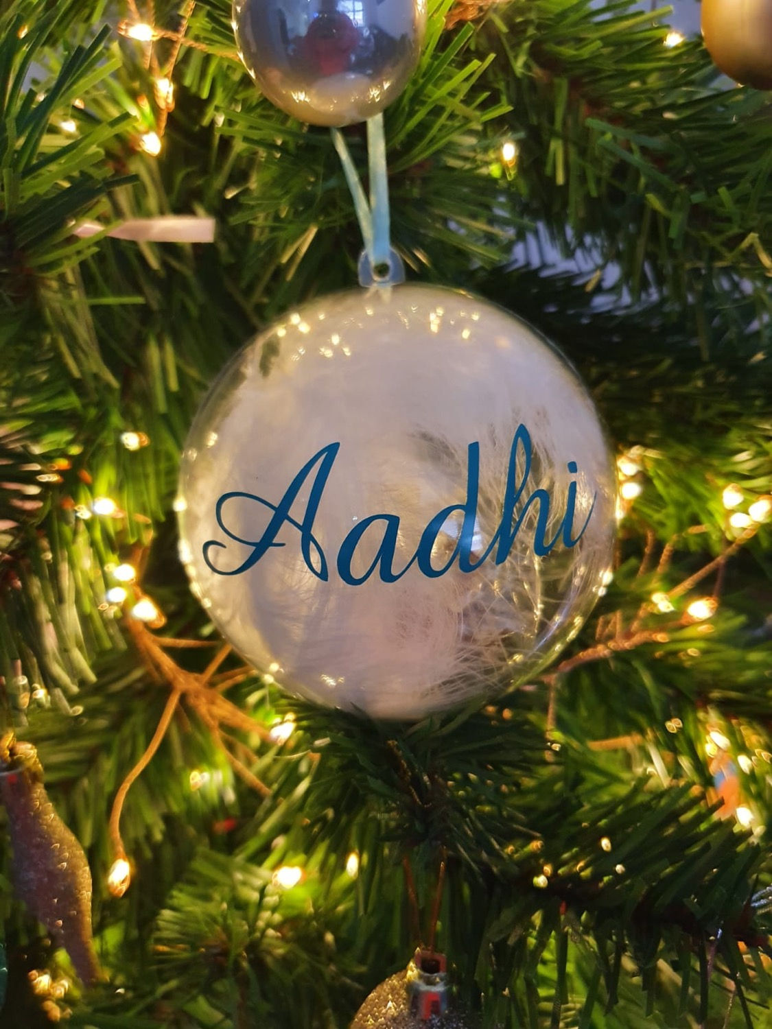 Personalized Christmas ornament: 'Aadhi'